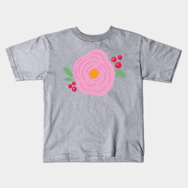 Berry Beautiful Flowers Kids T-Shirt by Haleys Hand